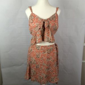 Floral Peach Skirt Set